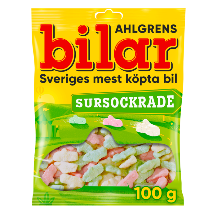 Ahlgrens sursockrade bilar 100g