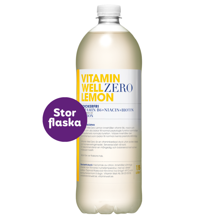 Vitamin Well Zero Lemon - Stor flaska 1,15L