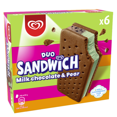 Duo Sandwich 6-p MilkChoc&Pear 