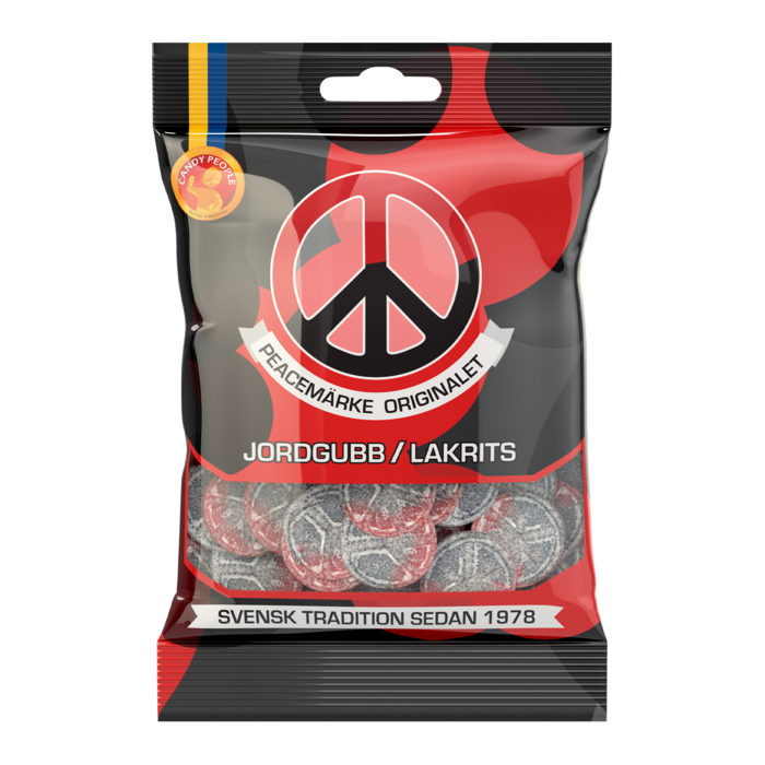 Peacemärke Jordgubb Lakrits 80g