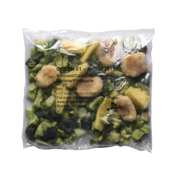 Grön 01 (Mix 11) Broccoli, selleri, spenat, banan, ananas