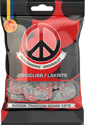 Peacemärke Jordgubb Lakrits 80g