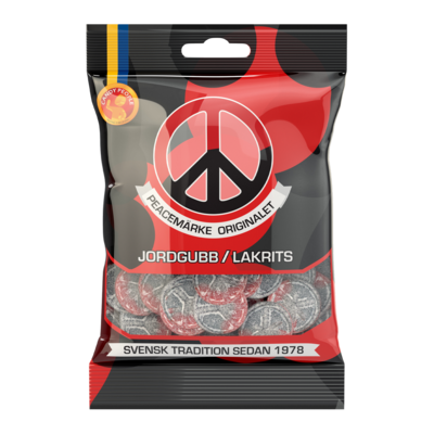 Peacemärke Jordgubb Lakrits 80g